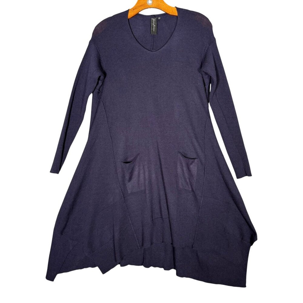 Jeune Jeunesse Navy Blue Lagenlook Dress Knit Loose S/M